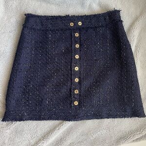 Tobi Navy Color Fuzzy Sparkle Mini Skirt Size S